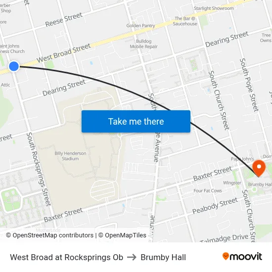 West Broad at Rocksprings Ob to Brumby Hall map
