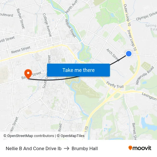 Nellie B And Cone Drive Ib to Brumby Hall map