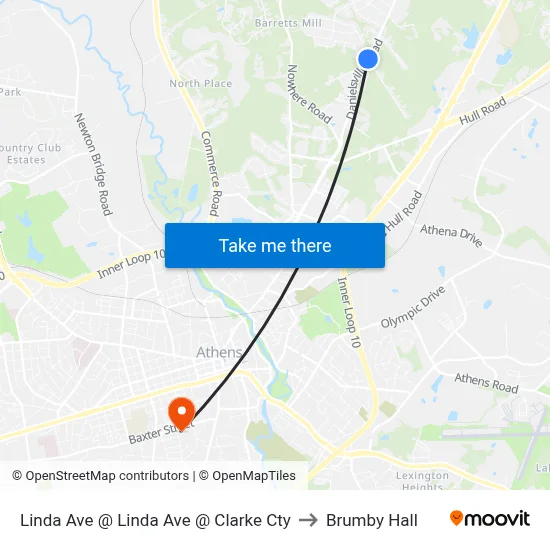 Linda Ave @ Linda Ave @ Clarke Cty to Brumby Hall map
