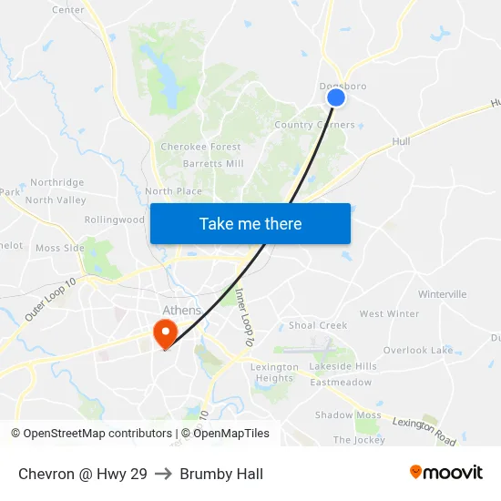 Chevron @ Hwy 29 to Brumby Hall map