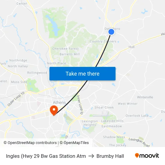 Ingles (Hwy 29 Bw Gas Station Atm to Brumby Hall map