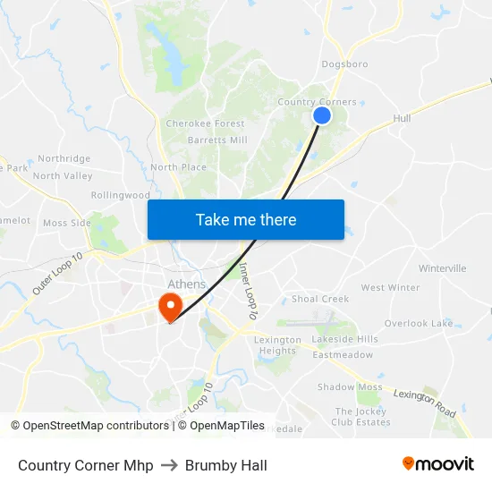 Country Corner Mhp to Brumby Hall map
