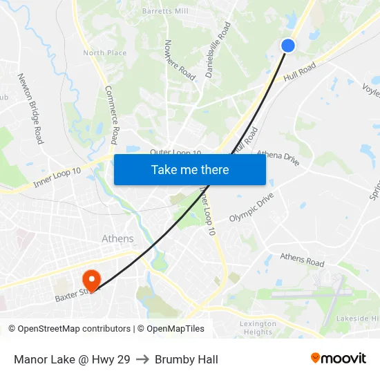 Manor Lake @ Hwy 29 to Brumby Hall map