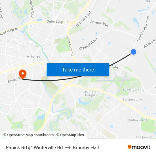 Ranick Rd @ Winterville Rd to Brumby Hall map