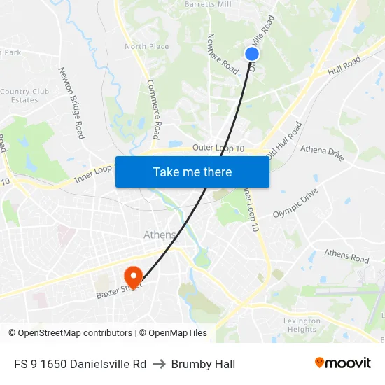 FS 9 1650 Danielsville Rd to Brumby Hall map
