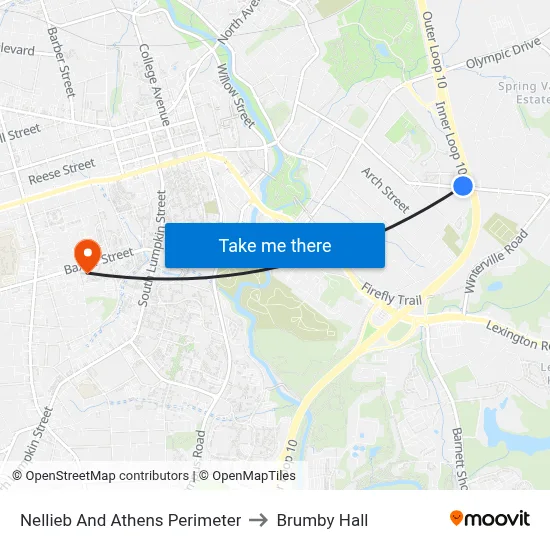 Nellieb And Athens Perimeter to Brumby Hall map