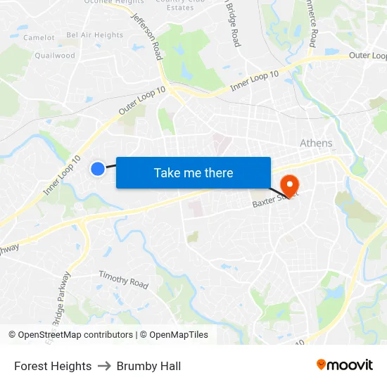 Forest Heights to Brumby Hall map