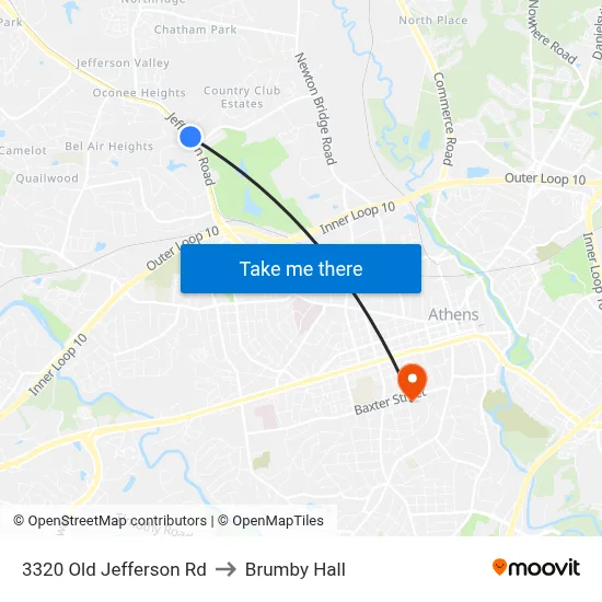 3320 Old Jefferson Rd to Brumby Hall map