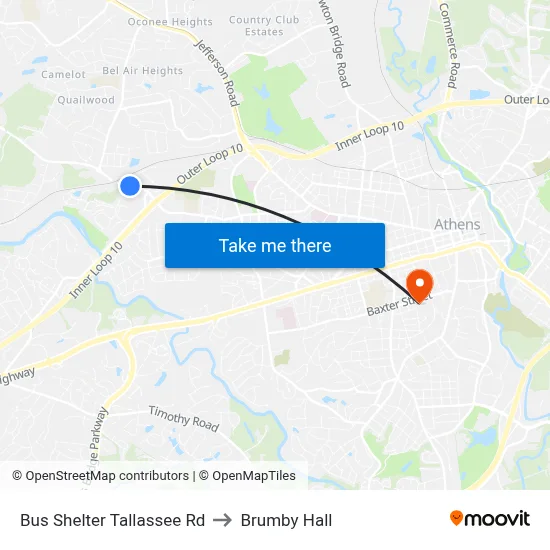 Bus Shelter Tallassee Rd to Brumby Hall map