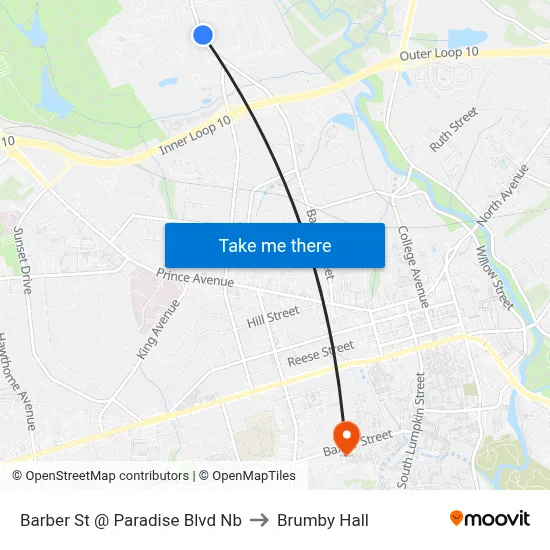 Barber St @ Paradise Blvd Nb to Brumby Hall map