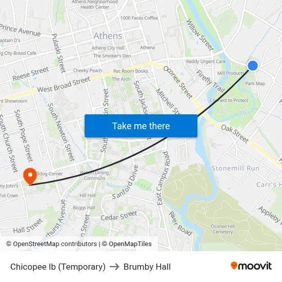Chicopee Ib (Temporary) to Brumby Hall map