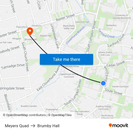 Meyers Quad to Brumby Hall map