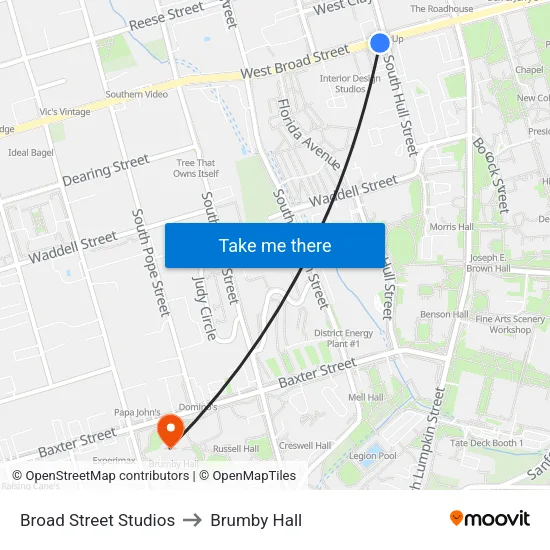 Broad Street Studios to Brumby Hall map