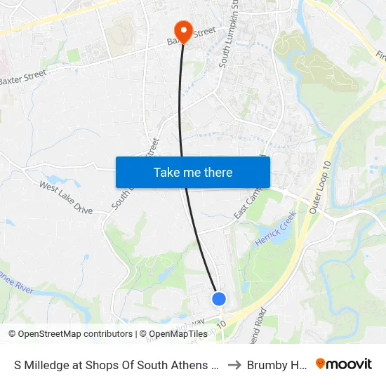 S Milledge at Shops Of South Athens Ob to Brumby Hall map