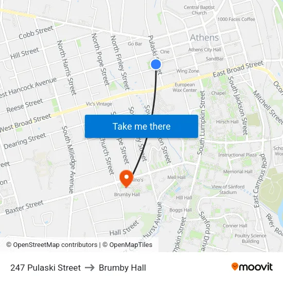 247 Pulaski Street to Brumby Hall map