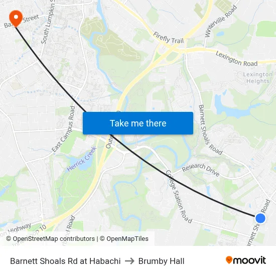 Barnett Shoals Rd at Habachi to Brumby Hall map