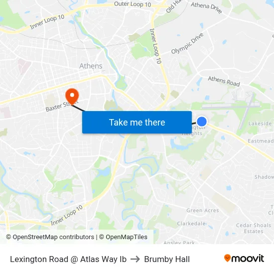Lexington Road @ Atlas Way Ib to Brumby Hall map