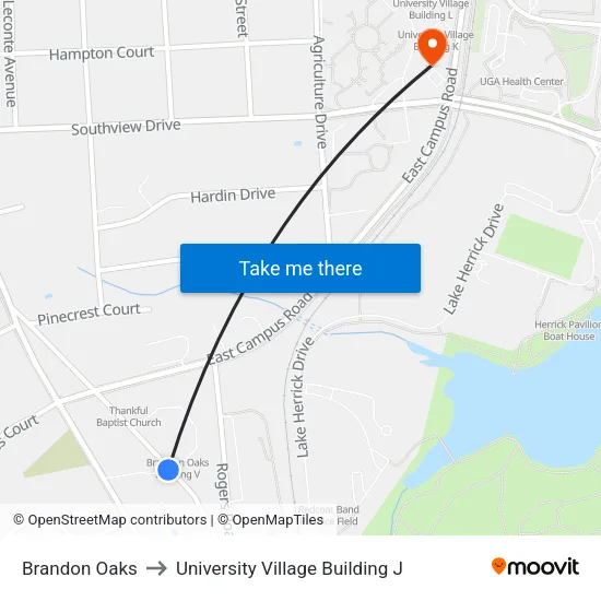 Brandon Oaks to University Village Building J map