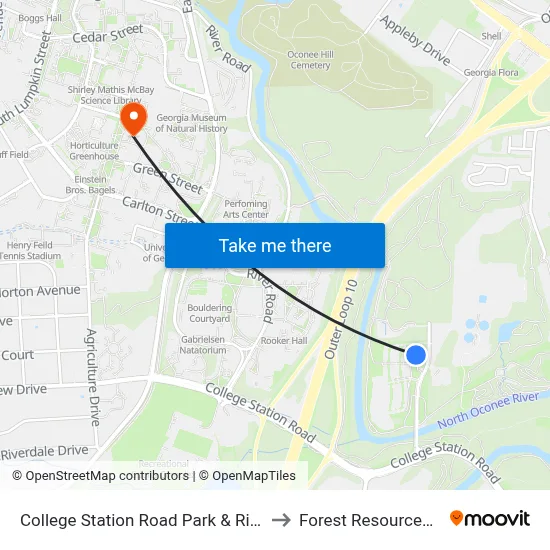 College Station Road Park & Ride to Forest Resources 2 map