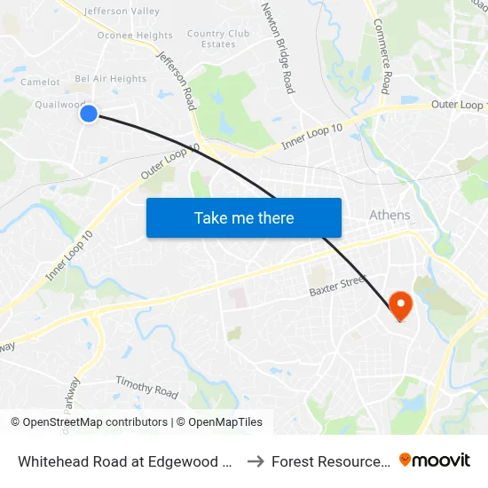 Whitehead Road at Edgewood Drive to Forest Resources 2 map