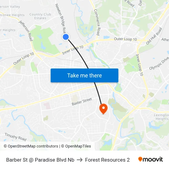 Barber St @ Paradise Blvd Nb to Forest Resources 2 map