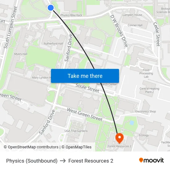 Physics (Southbound) to Forest Resources 2 map