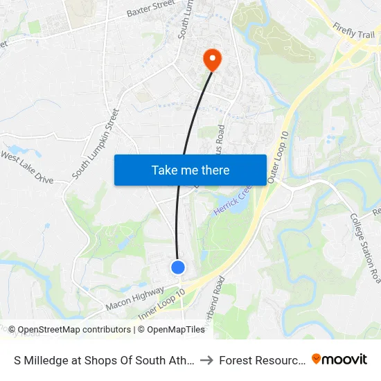 S Milledge at Shops Of South Athens Ob to Forest Resources 2 map