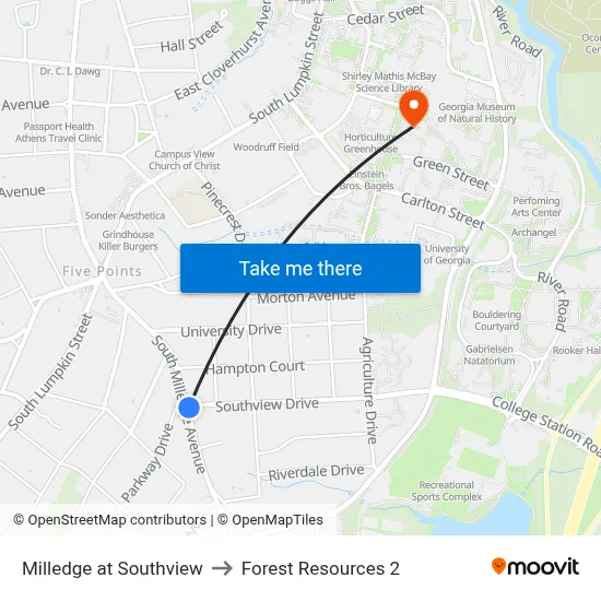 Milledge at Southview to Forest Resources 2 map