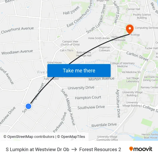 S Lumpkin at Westview Dr Ob to Forest Resources 2 map