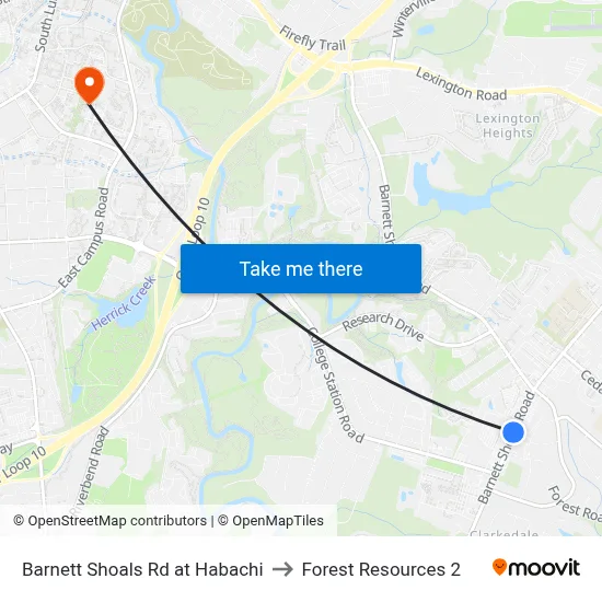 Barnett Shoals Rd at Habachi to Forest Resources 2 map