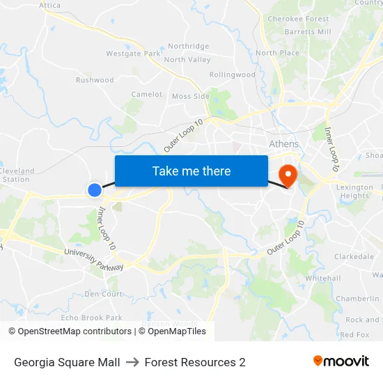 Georgia Square Mall to Forest Resources 2 map