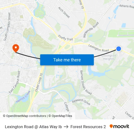 Lexington Road @ Atlas Way Ib to Forest Resources 2 map