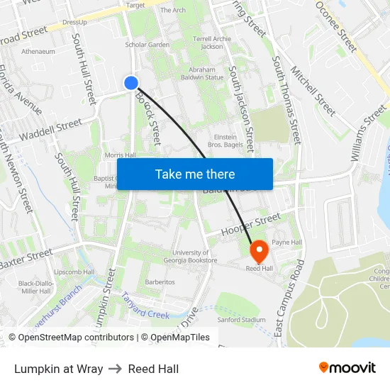 Lumpkin at Wray to Reed Hall map