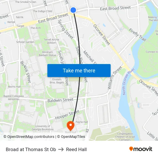 Broad at Thomas St Ob to Reed Hall map