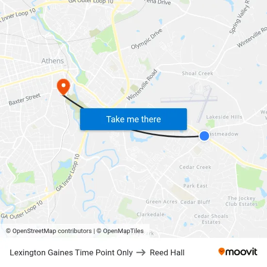 Lexington Gaines Time Point Only to Reed Hall map