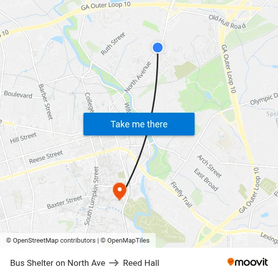 Bus Shelter on North Ave to Reed Hall map