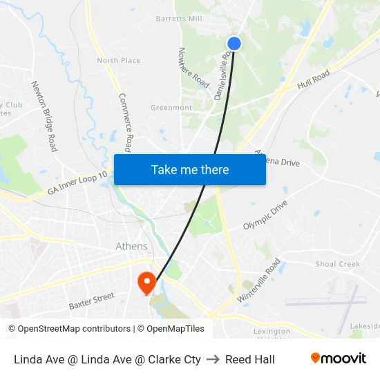 Linda Ave @ Linda Ave @ Clarke Cty to Reed Hall map