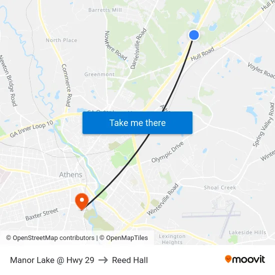 Manor Lake @ Hwy 29 to Reed Hall map