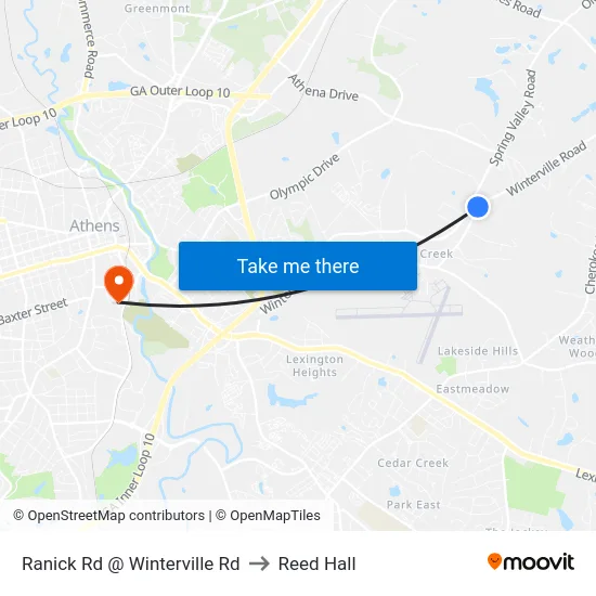 Ranick Rd @ Winterville Rd to Reed Hall map