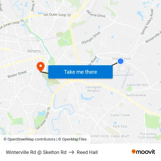 Winterville Rd @ Skelton Rd to Reed Hall map