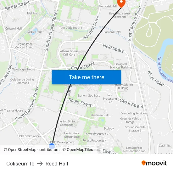 Coliseum Ib to Reed Hall map