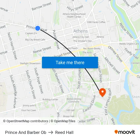 Prince And Barber Ob to Reed Hall map