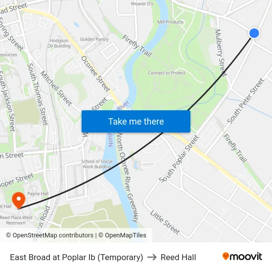 East Broad at Poplar Ib (Temporary) to Reed Hall map