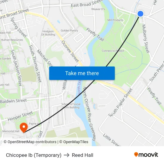 Chicopee Ib (Temporary) to Reed Hall map