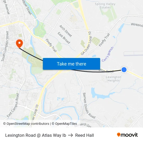 Lexington Road @ Atlas Way Ib to Reed Hall map