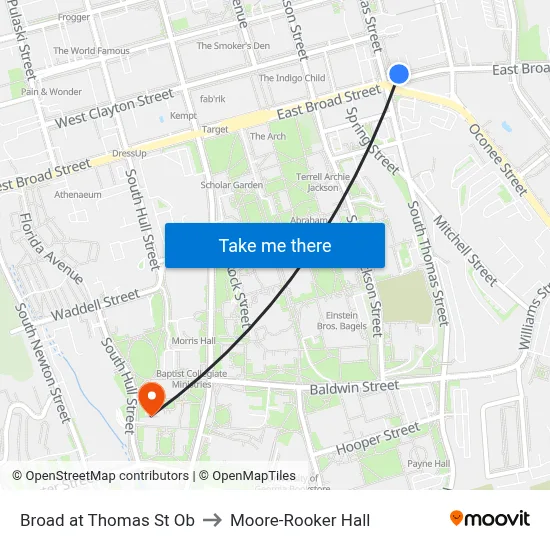 Broad at Thomas St Ob to Moore-Rooker Hall map