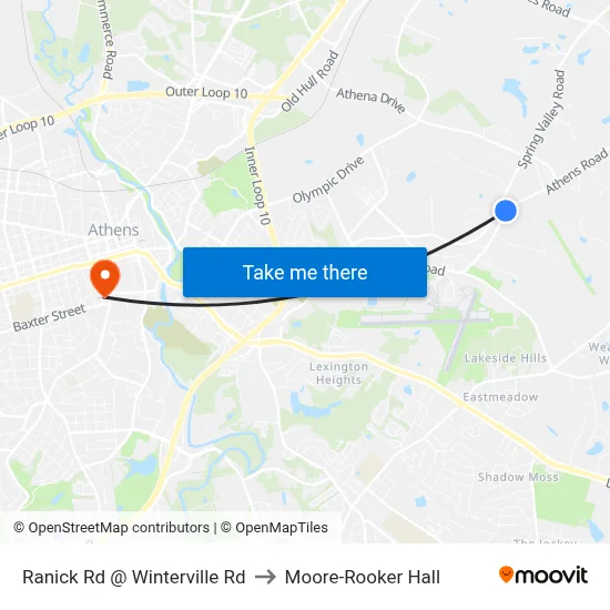 Ranick Rd @ Winterville Rd to Moore-Rooker Hall map