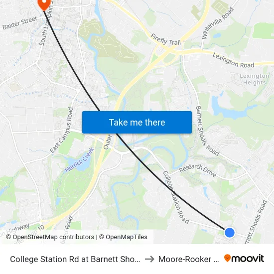 College Station Rd at Barnett Shoals Rd to Moore-Rooker Hall map
