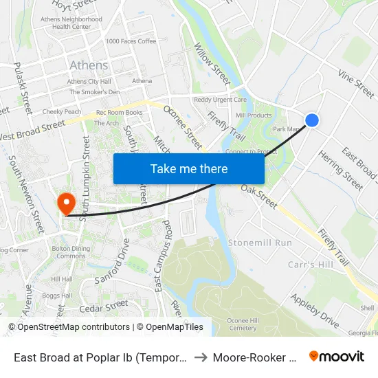 East Broad at Poplar Ib (Temporary) to Moore-Rooker Hall map