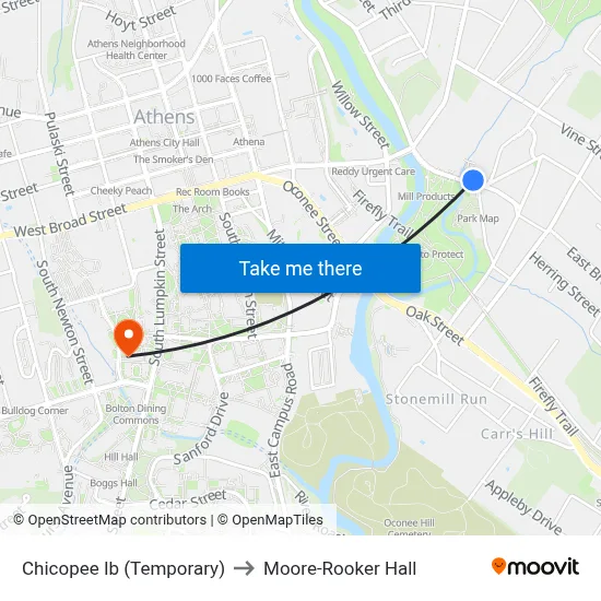 Chicopee Ib (Temporary) to Moore-Rooker Hall map